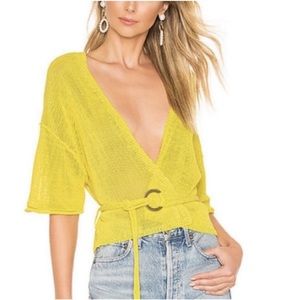 Free People Oh Hello Cardi Yellow Cardigan Sweater